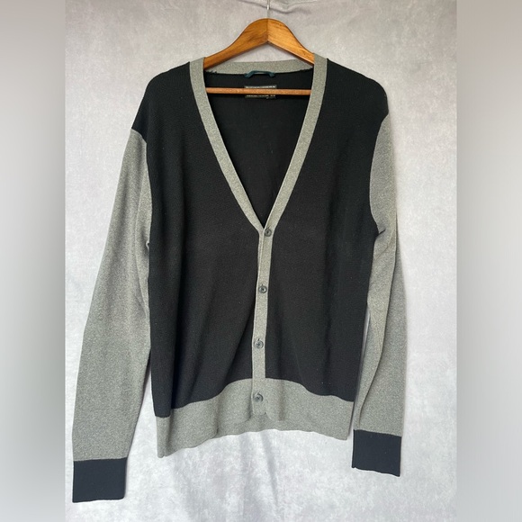 Mens Club  Monaco Cashmere Cotton Silk knit Cardigan Grey & Black M - Picture 2 of 9
